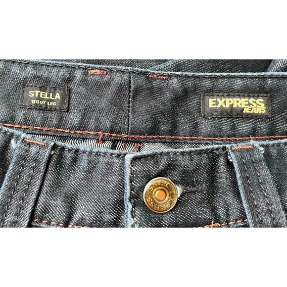 Express Jeans Stella Boot Cut Low Rise Dark Wash Stretch Shimmery Women's 8 Y2K - Picture 3 of 16